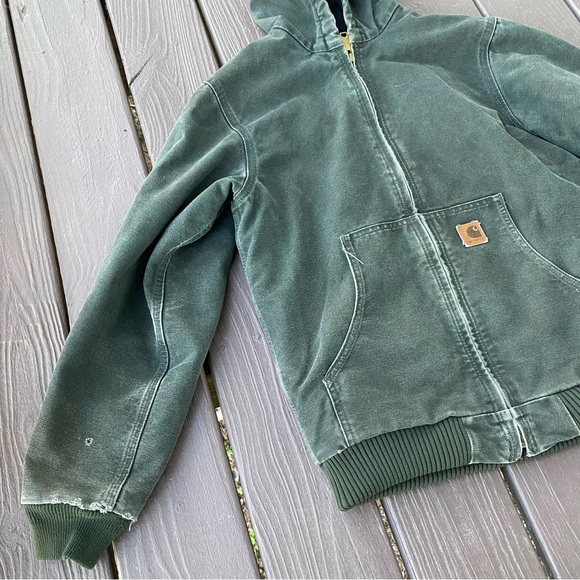 Carhartt Quilt Lined Jacket Youth XL (14/16) YYJ130 MOS Moss Green - Picture 8 of 16